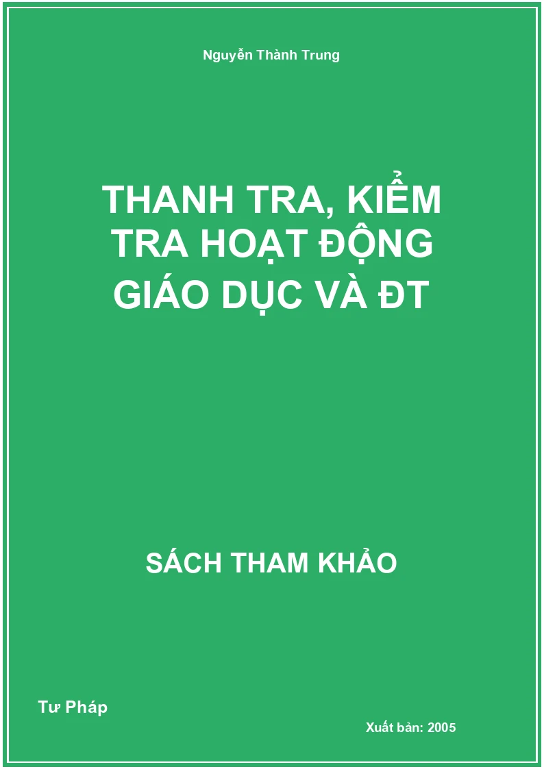 Thanh tra, kiểm tra hoạt động Giáo Dục và ĐT