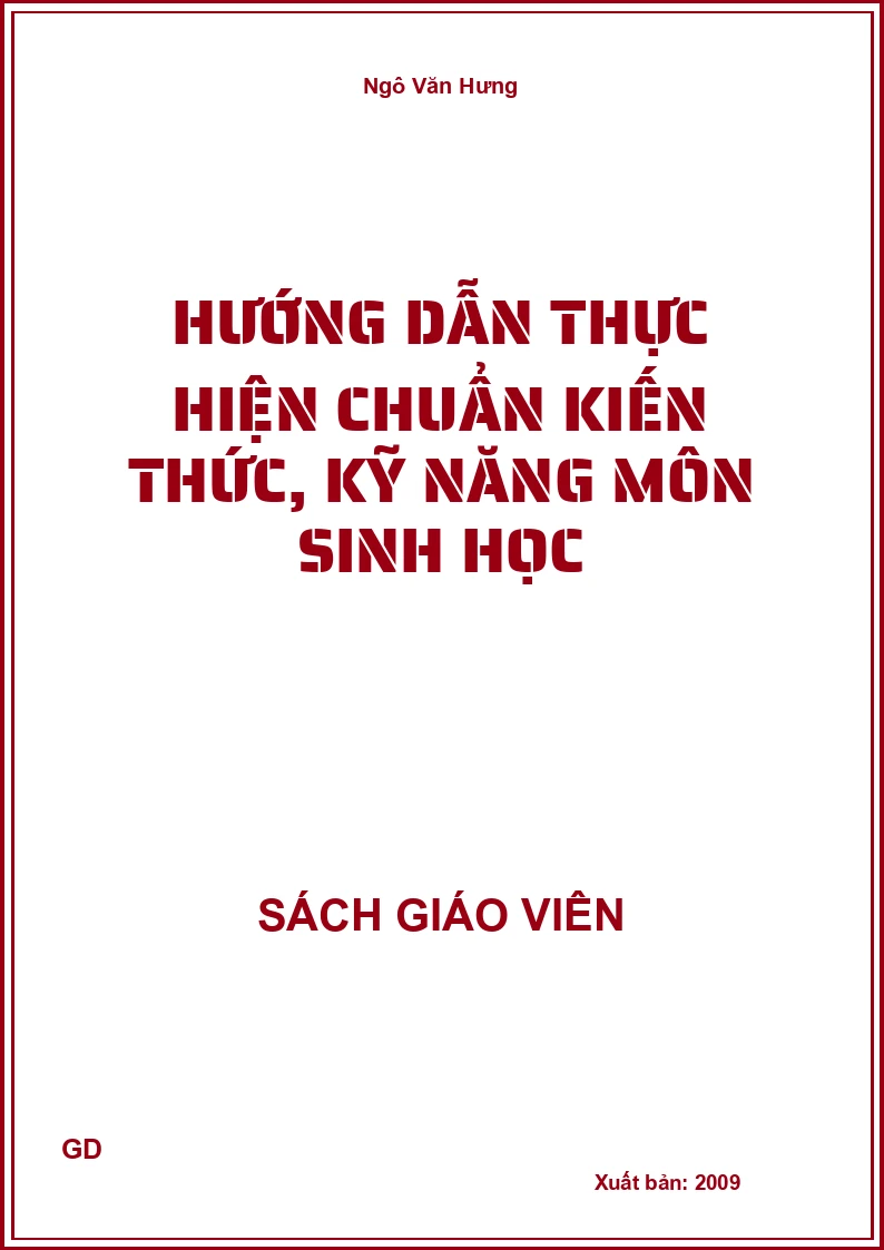 Hướng dẫn thực hiện chuẩn kiến thức, kỹ năng môn sinh học