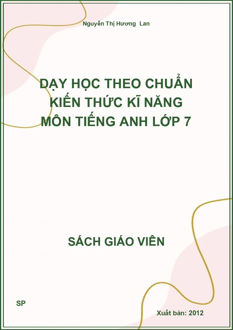 Dạy Học Theo Chuẩn Kiến Thức Kĩ Năng Môn Tiếng Anh lớp 7