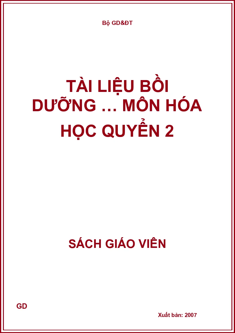 Tài liệu bồi dưỡng … môn hóa học quyển 2