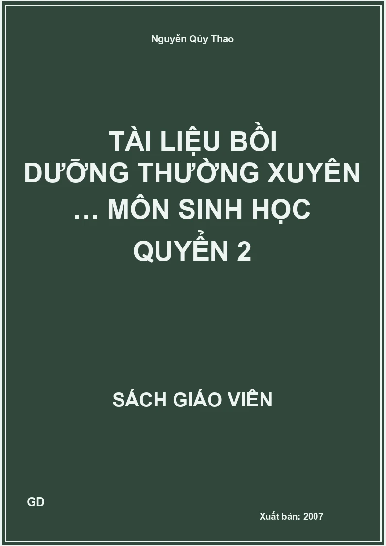 Tài liệu bồi dưỡng thường xuyên … môn sinh học quyển 2