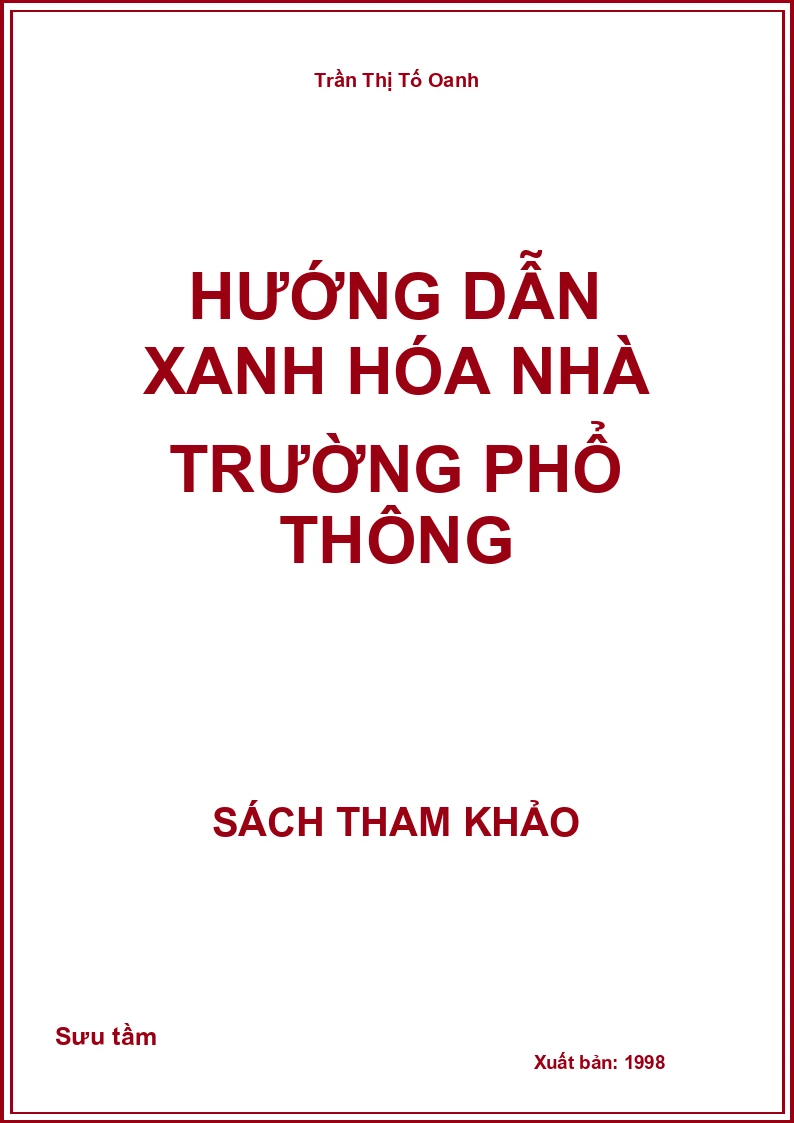 Hướng Dẫn Xanh Hóa Nhà Trường Phổ Thông