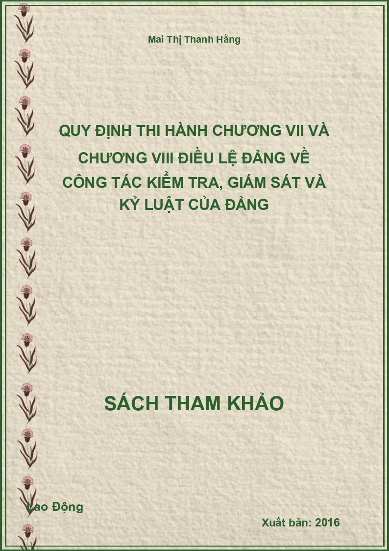 Quy định thi hành chương VII và chương VIII điều lệ Đảng về công tác kiểm tra, giám sát và kỷ luật của Đảng
