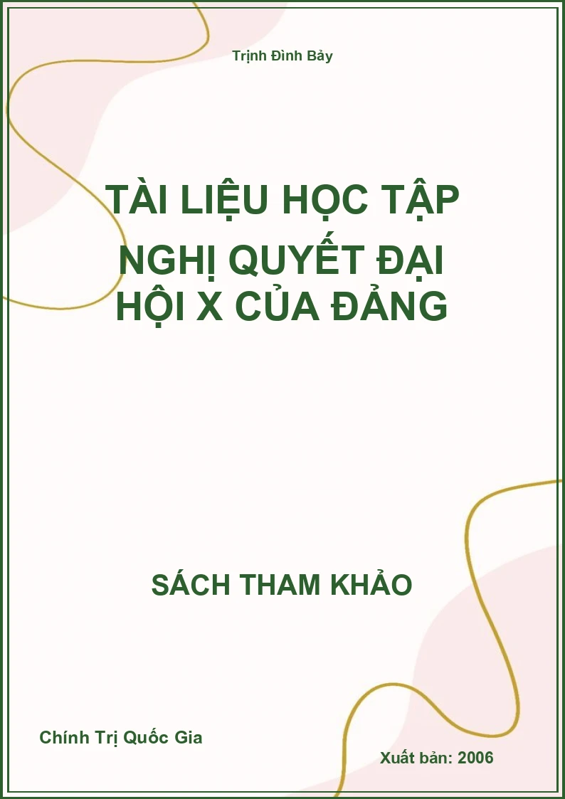 Tài liệu học tập nghị quyết đại hội X của Đảng
