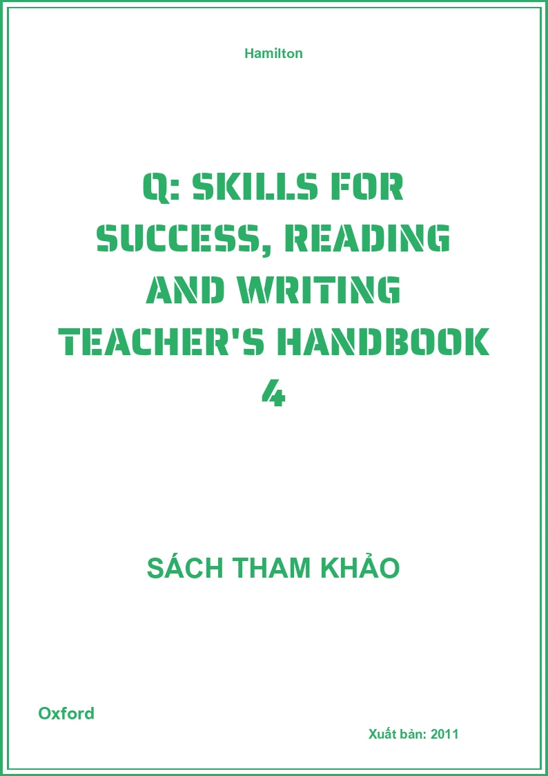 Q: Skills For Success, Reading And Writing Teacher's Handbook 4