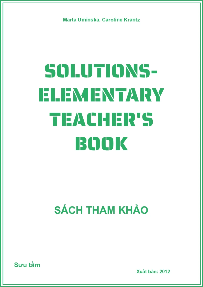 Solutions- Elementary Teacher's Book