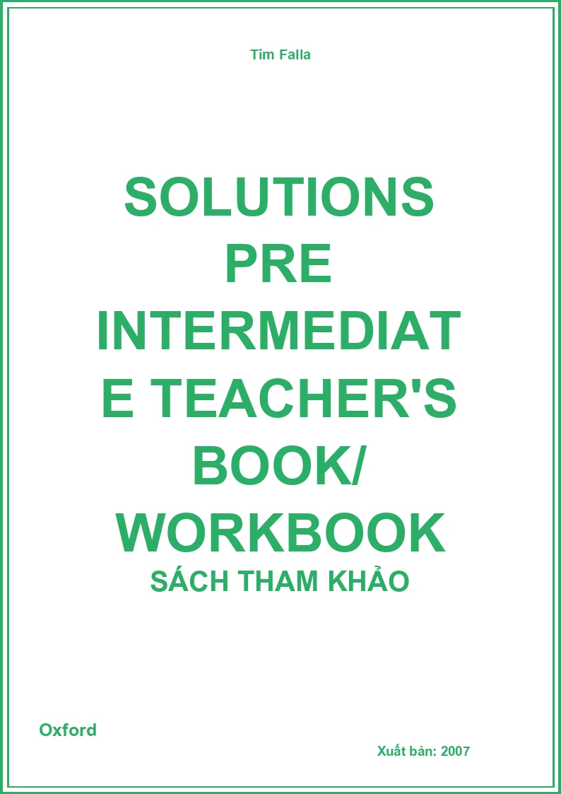 Solutions Pre Intermediate teacher's Book/ Workbook