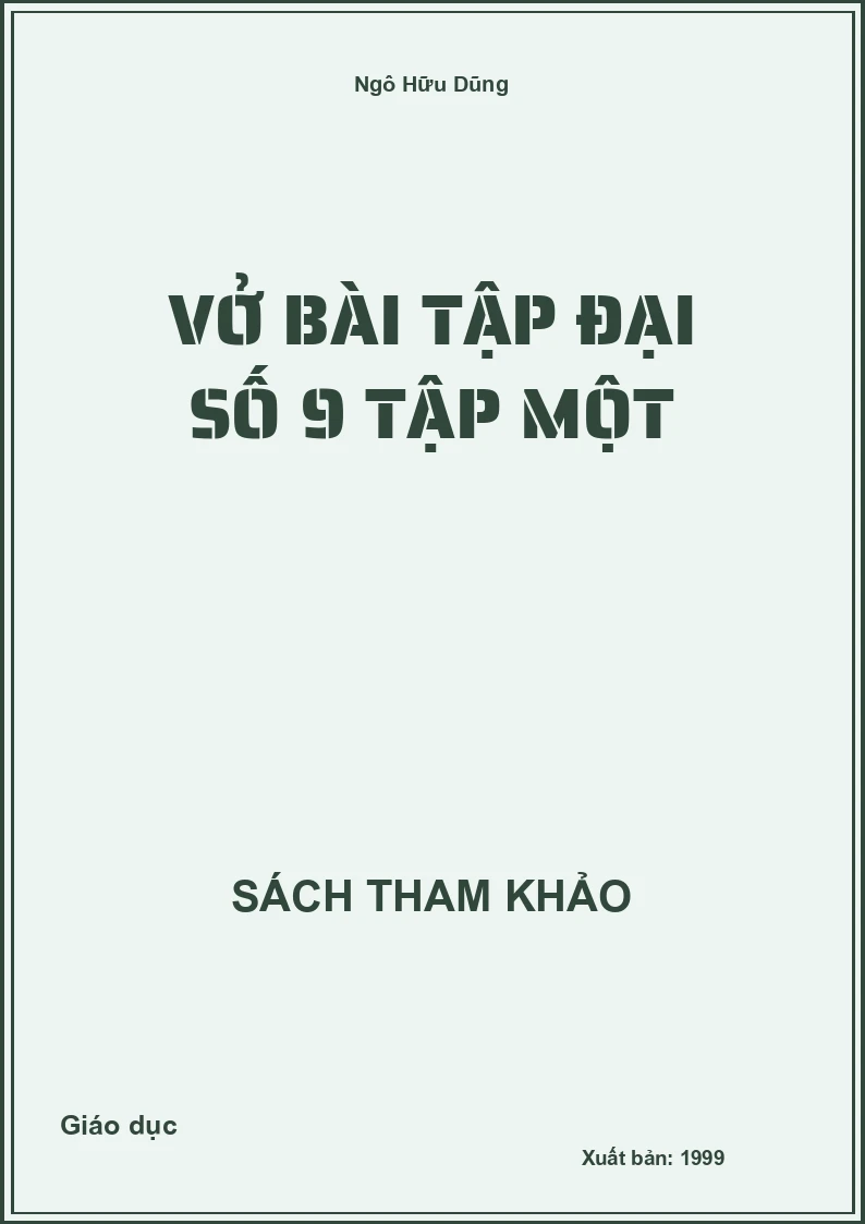 Vở Bài Tập Đại Số 9 Tập Một