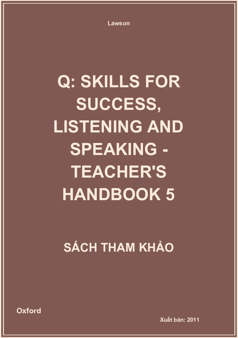 Q: Skills For Success, Listening And Speaking - Teacher's Handbook 5