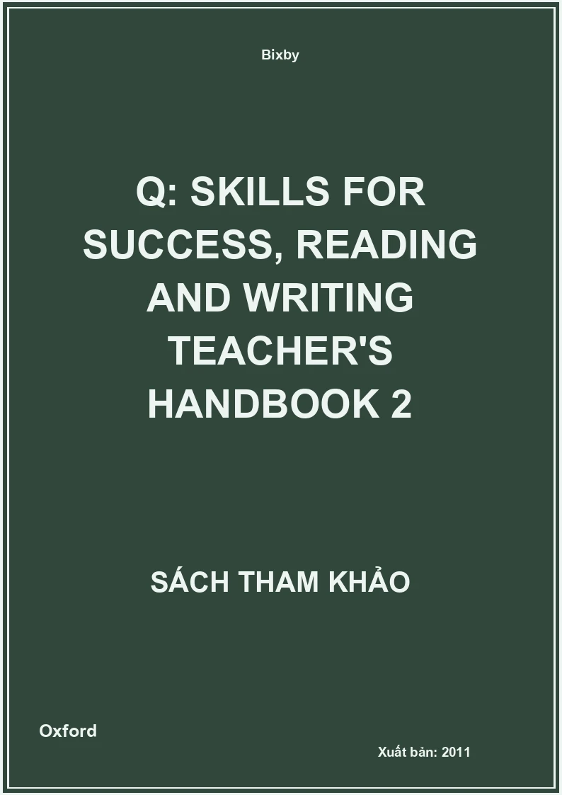 Q: Skills For Success, Reading And Writing Teacher's Handbook 2