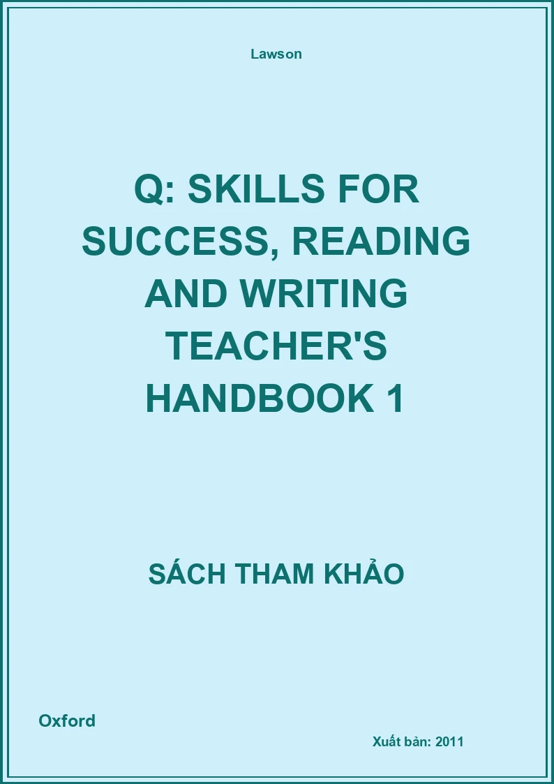 Q: Skills For Success, Reading And Writing Teacher's Handbook 1