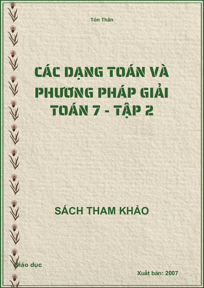 Các dạng toán và phương pháp giải toán 7 - tập 2