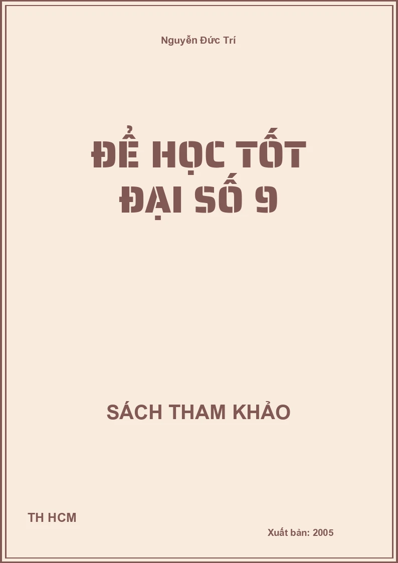 Để học tốt đại số 9