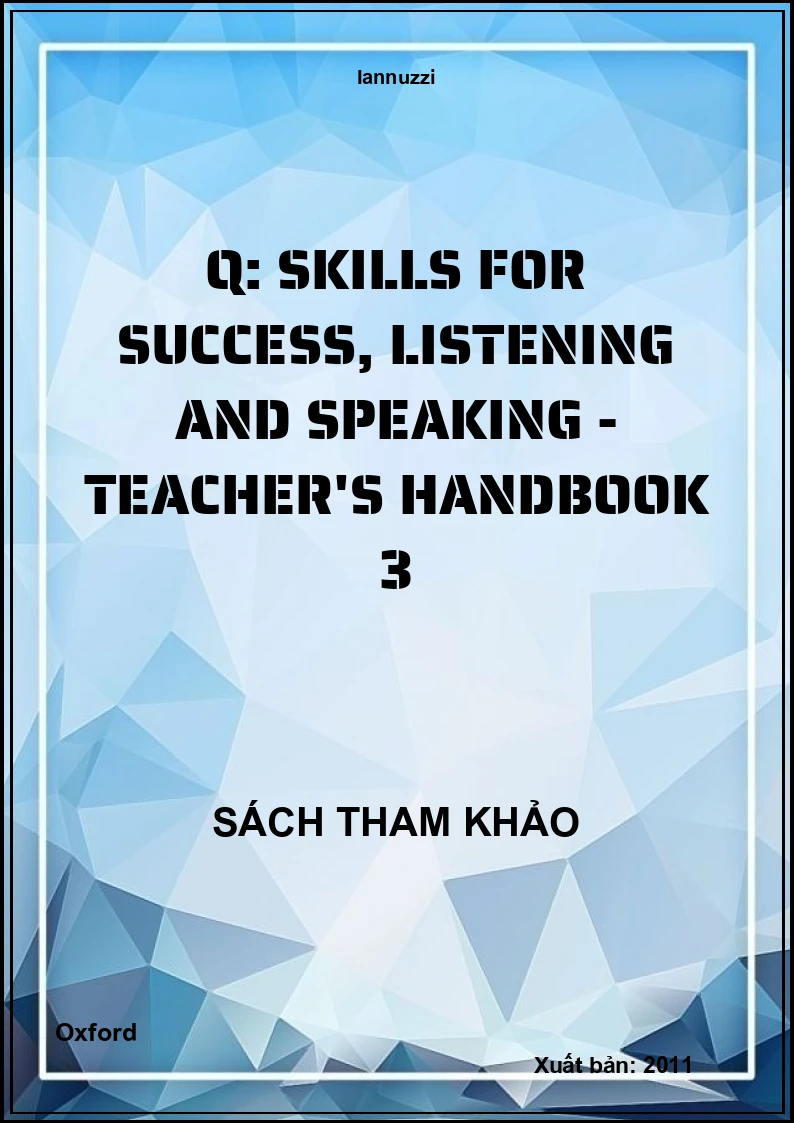 Q: Skills For Success, Listening And Speaking - Teacher's Handbook 3