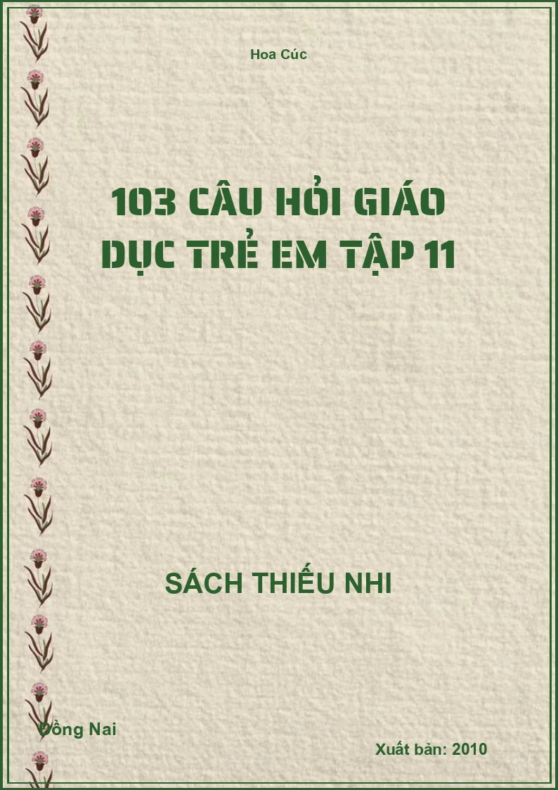 103 Câu Hỏi Giáo Dục Trẻ Em Tập 11
