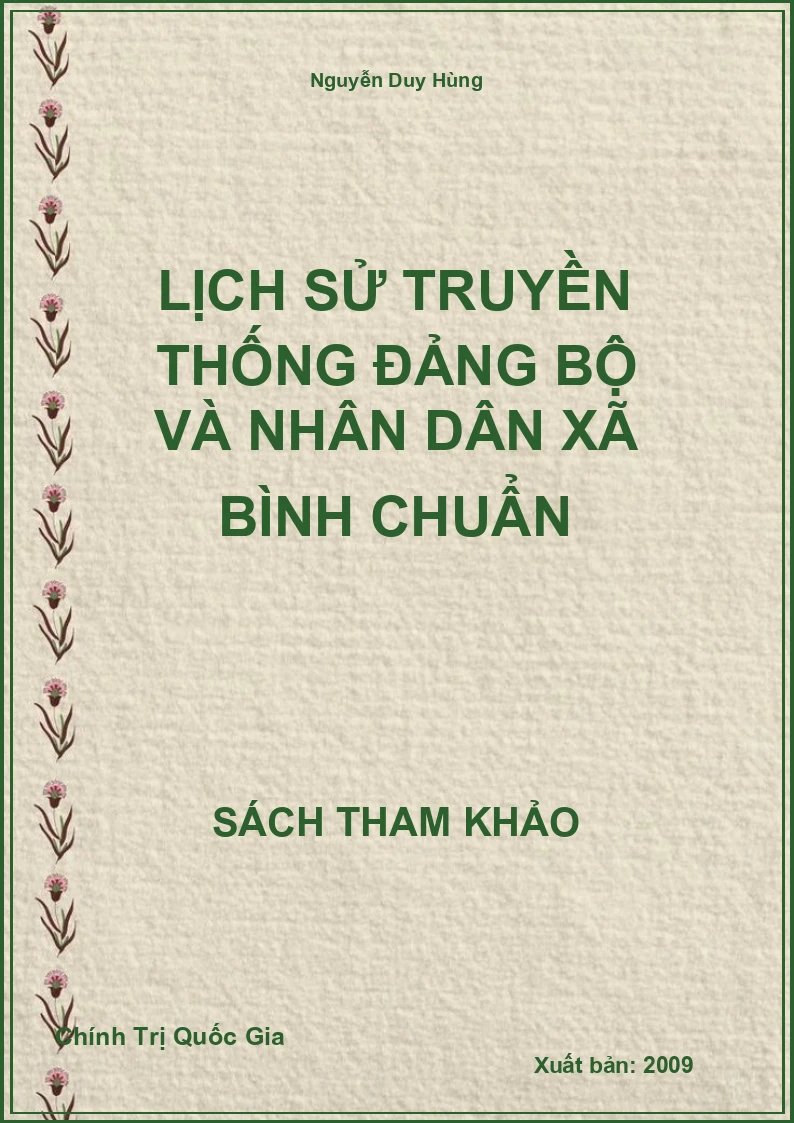 Lịch Sử Truyền Thống Đảng Bộ Và Nhân Dân Xã Bình Chuẩn