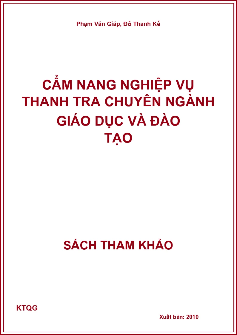 Cẩm Nang Nghiệp Vụ Thanh Tra Chuyên Ngành Giáo Dục Và Đào Tạo