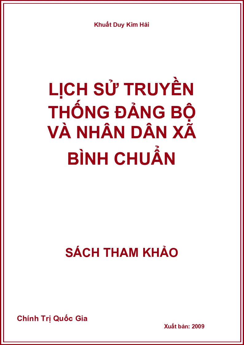 Lịch Sử Truyền Thống Đảng Bộ Và Nhân Dân Xã Bình Chuẩn