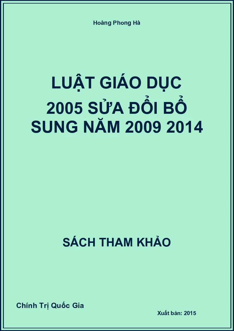 Luật giáo dục 2005 sửa đổi bổ sung năm 2009 2014