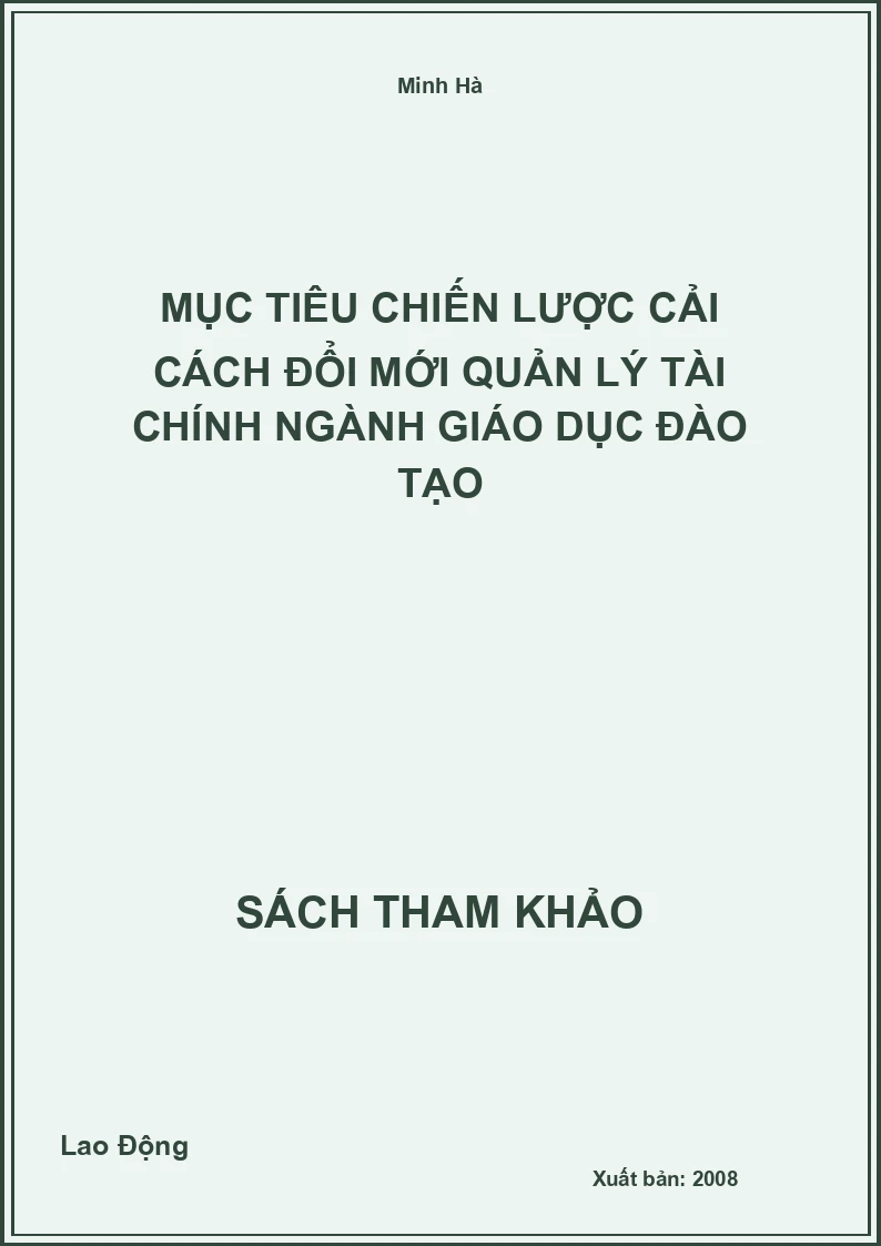 Mục Tiêu Chiến Lược Cải Cách Đổi Mới Quản Lý Tài Chính Ngành Giáo Dục Đào Tạo