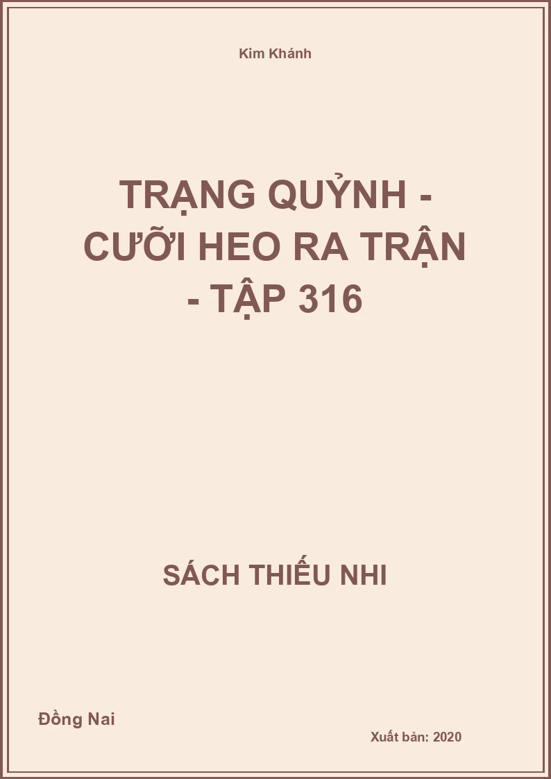 Trạng Quỷnh - Cưỡi heo ra trận - tập 316