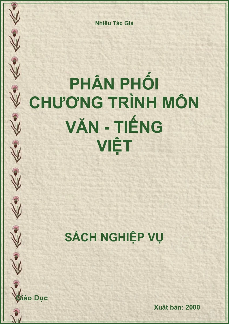 Phân Phối Chương Trình Môn Văn - Tiếng Việt