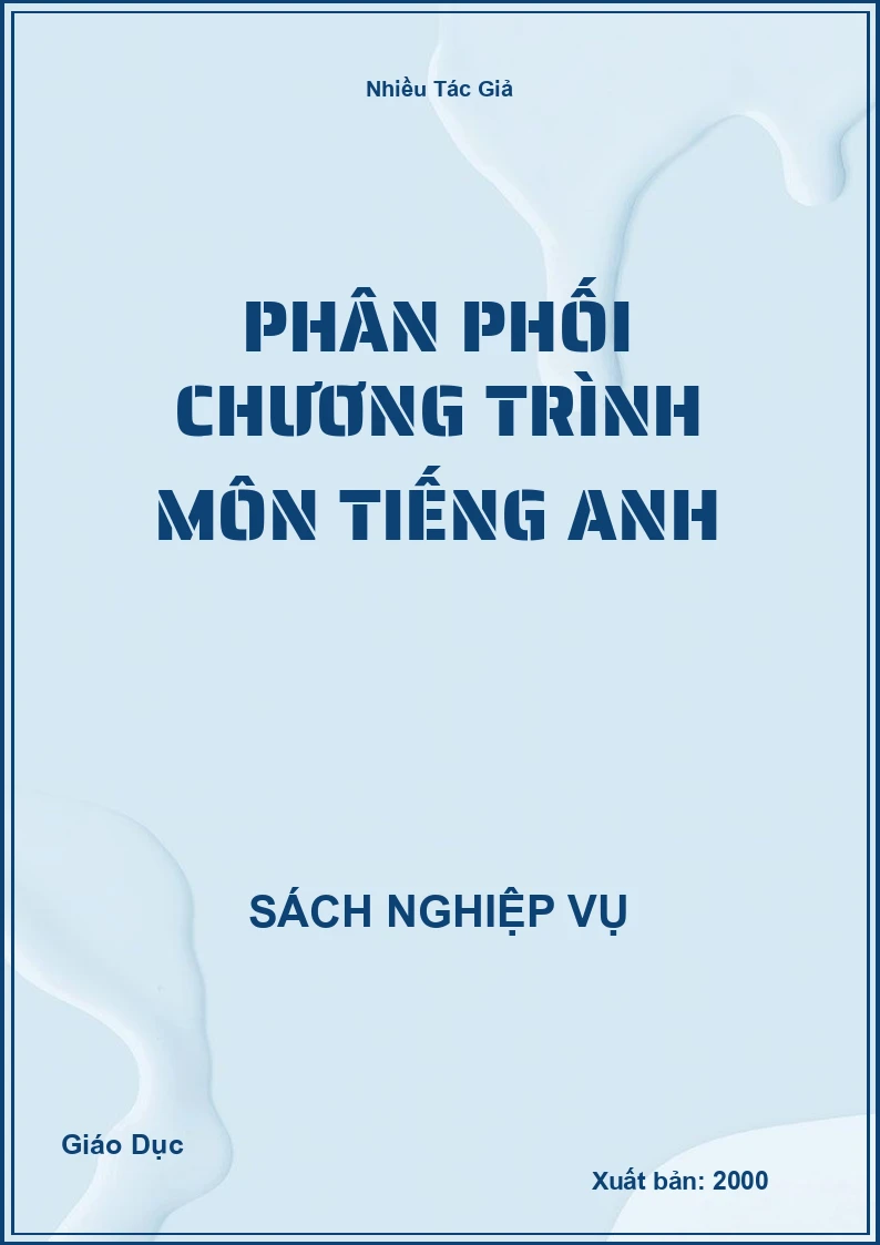 Phân Phối Chương Trình Môn Tiếng Anh
