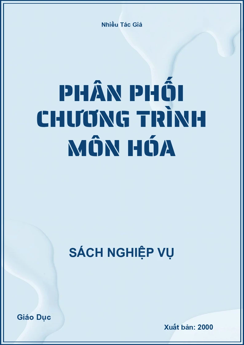 Phân Phối Chương Trình Môn Hóa