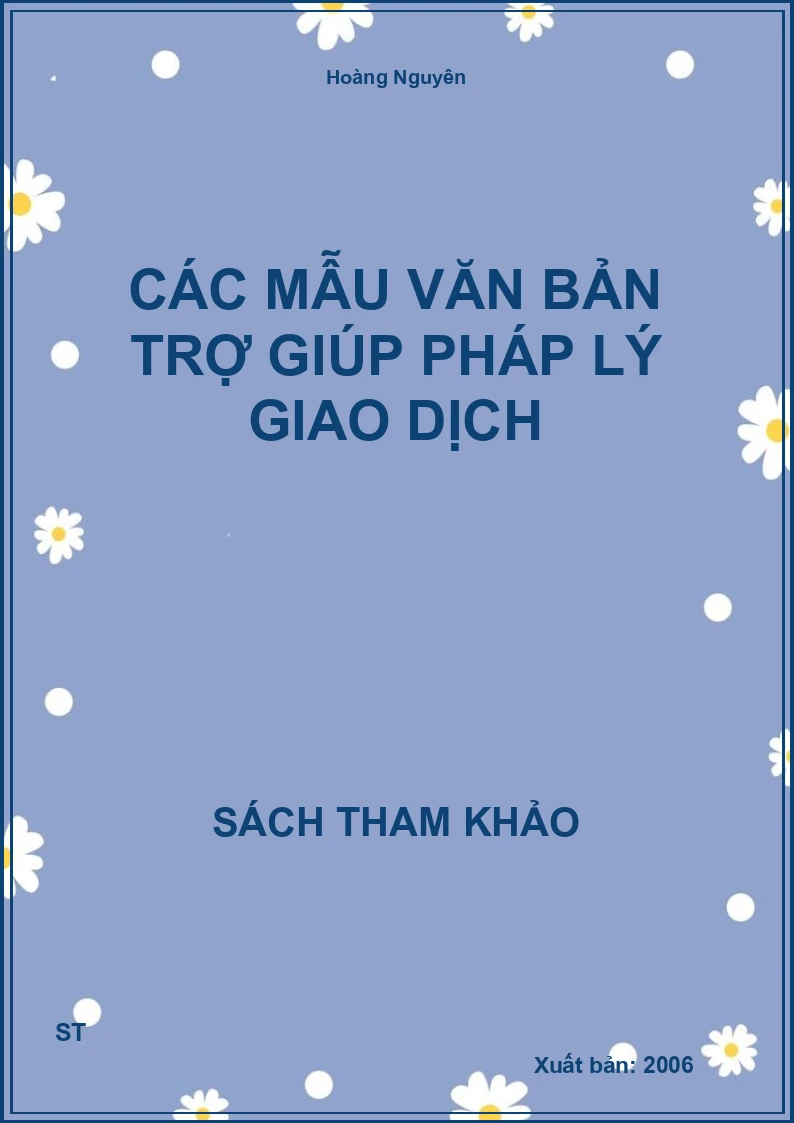 Các Mẫu Văn Bản Trợ Giúp Pháp Lý Giao Dịch