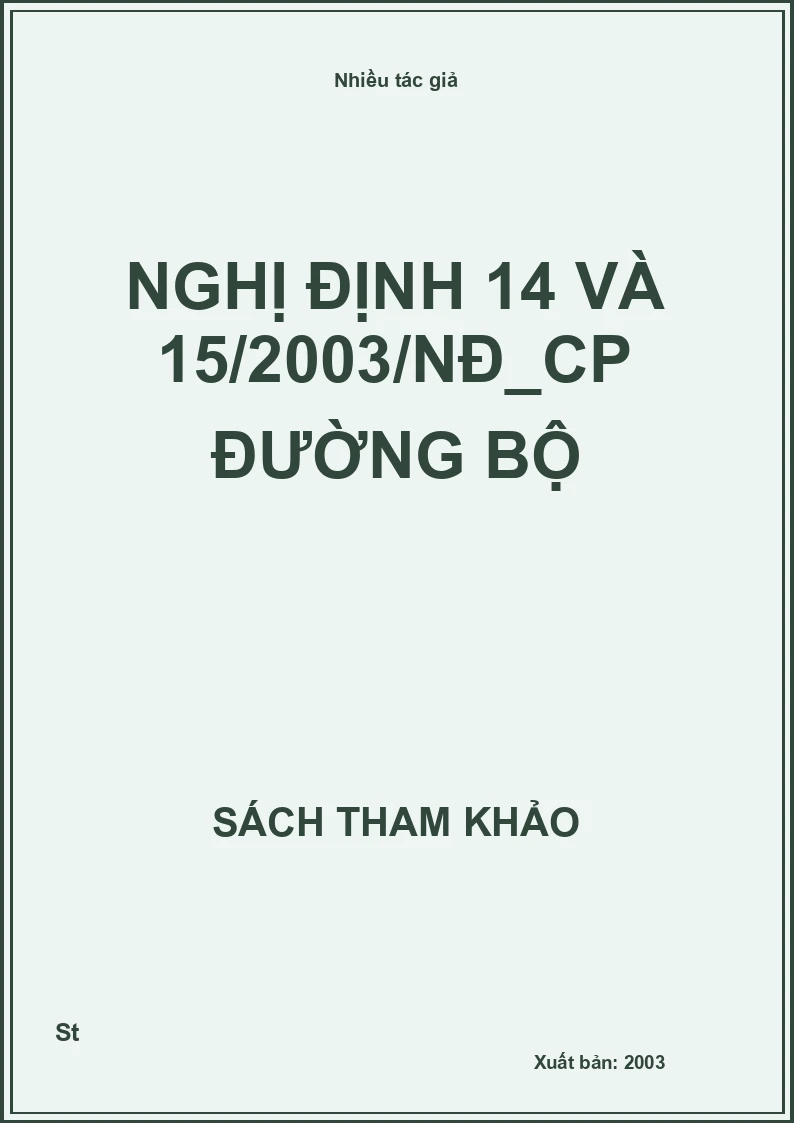 Nghị Định 14 Và 15/2003/Nđ_Cp Đường Bộ