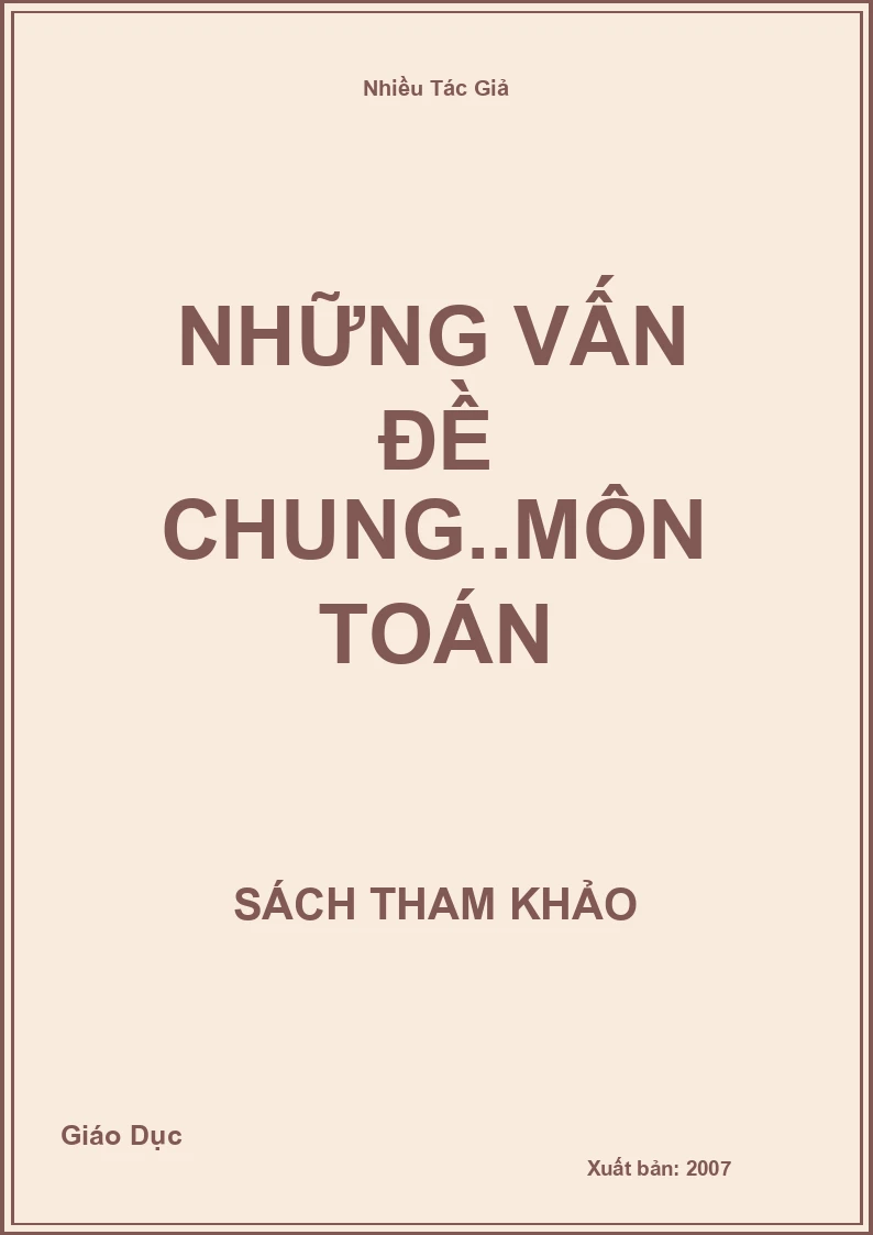 Những Vấn Đề Chung..Môn Toán