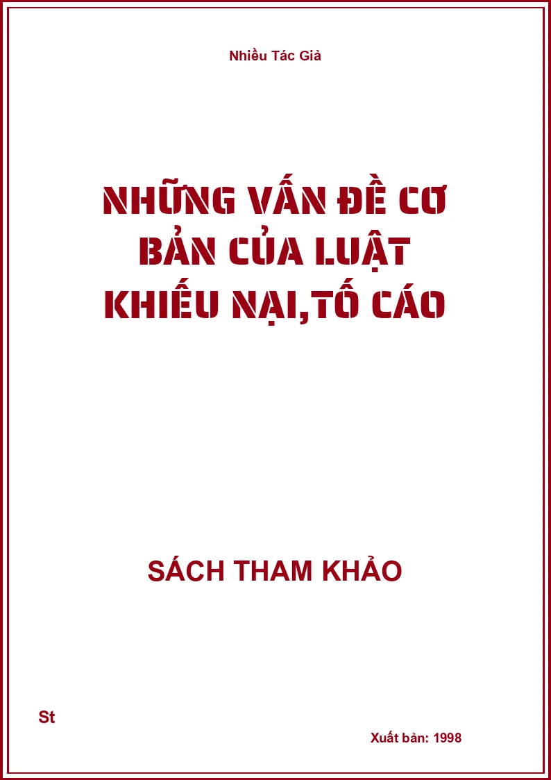 Những Vấn Đề Cơ Bản Của Luật Khiếu Nại,Tố Cáo