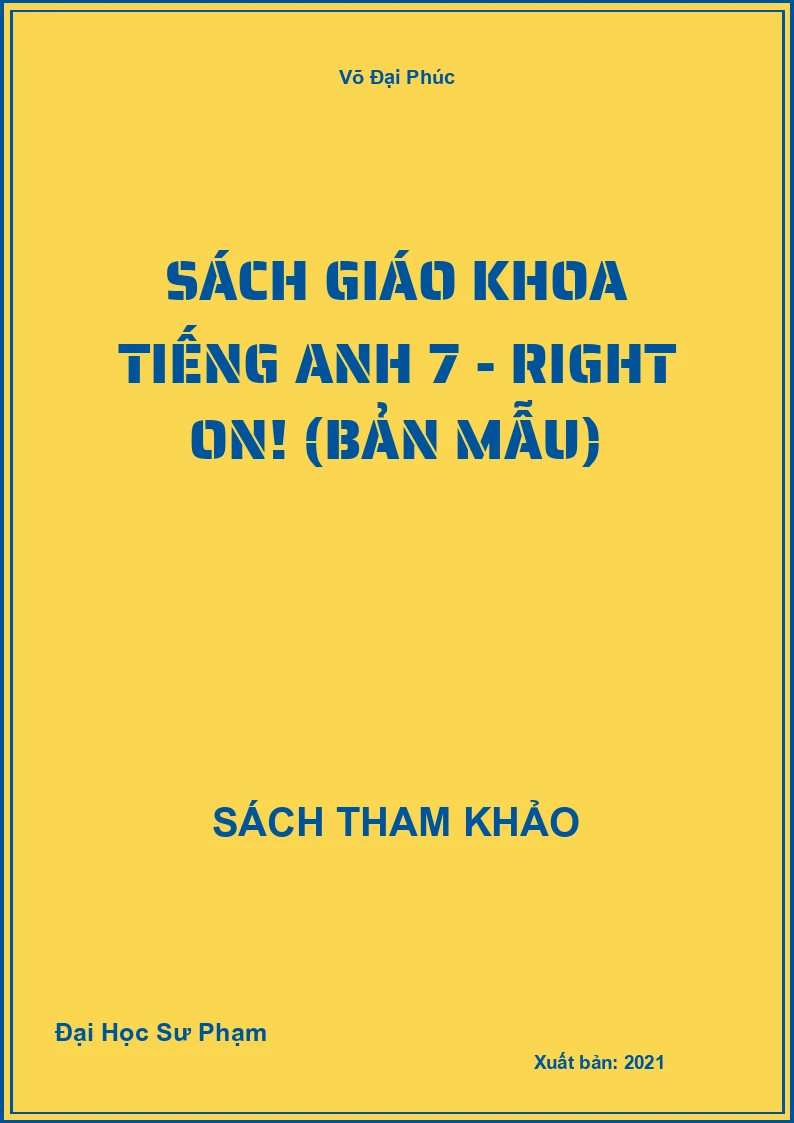 Sách giáo khoa Tiếng Anh 7 - Right On! (Bản Mẫu)
