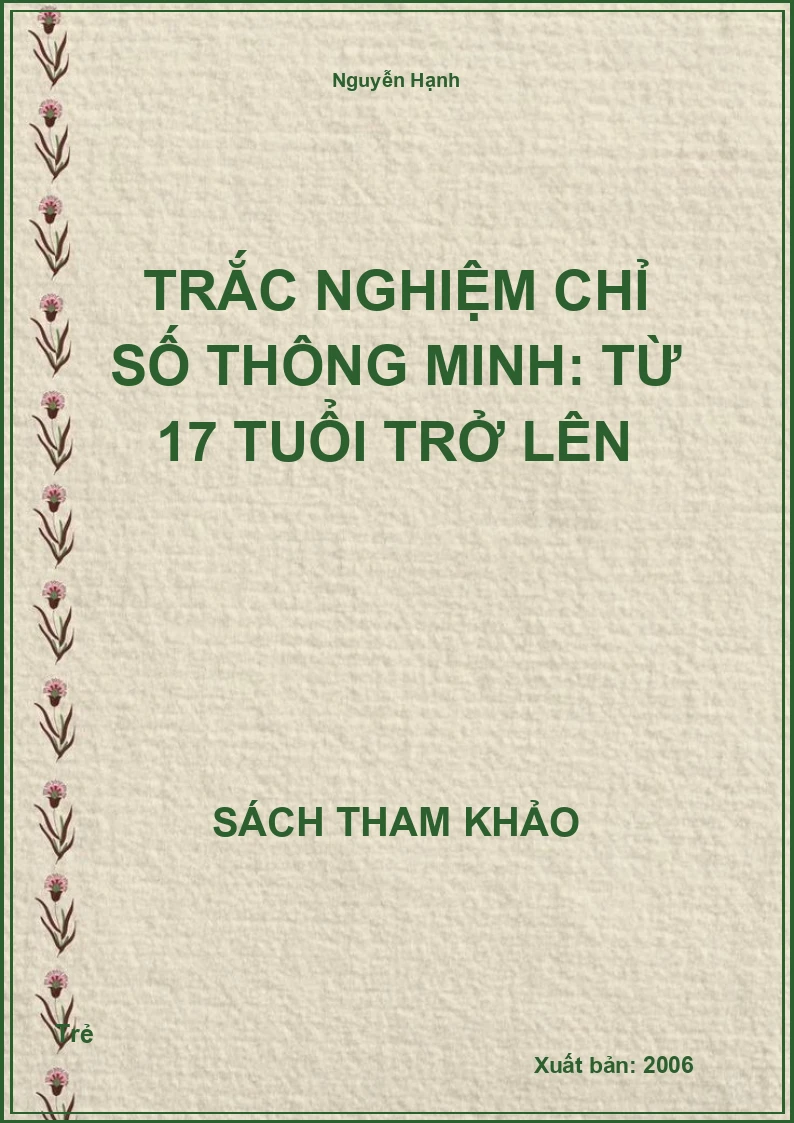 Trắc Nghiệm Chỉ Số Thông Minh: Từ 17 Tuổi Trở Lên
