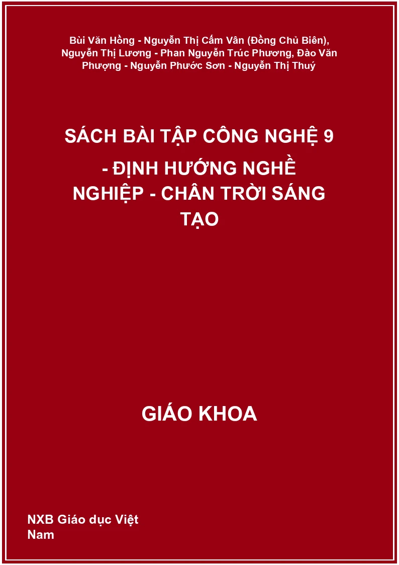 Sách bài tập Công nghệ 9 - Định hướng Nghề nghiệp - Chân trời sáng tạo