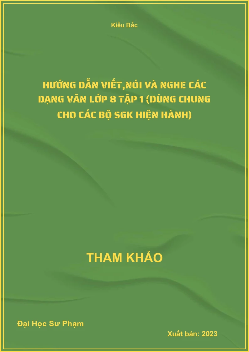 Hướng dẫn viết,nói và nghe các dạng Văn lớp 8 tập 1 (dùng chung cho các bộ SGK hiện hành)