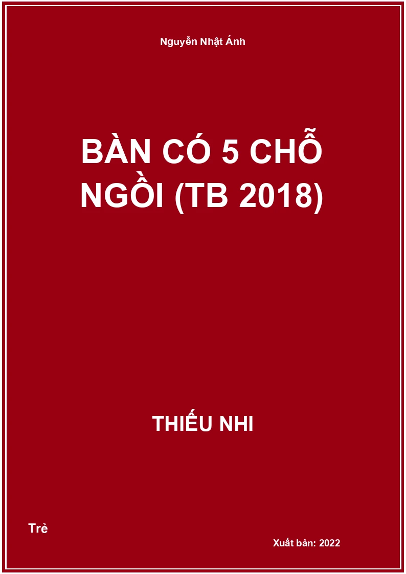 Bàn có 5 chỗ ngồi (TB 2018)
