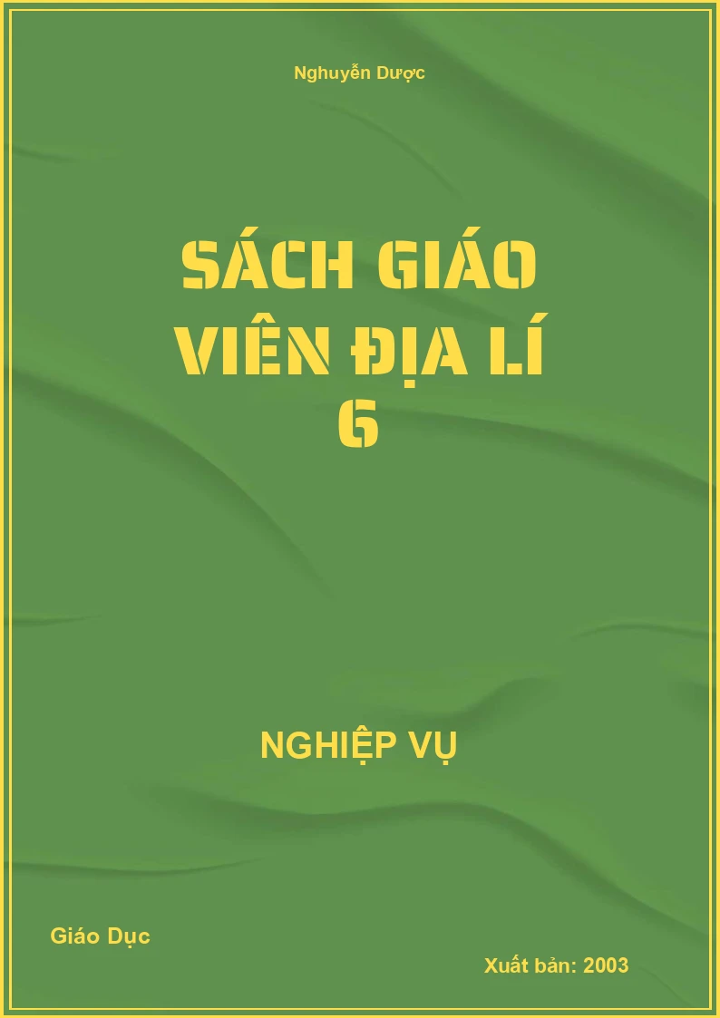 Sách Giáo Viên Địa Lí 6