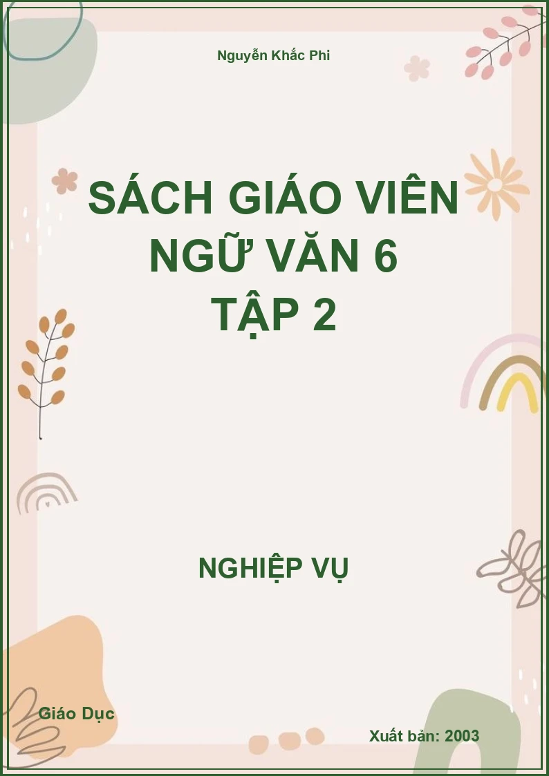 Sách Giáo Viên Ngữ Văn 6 Tập 2