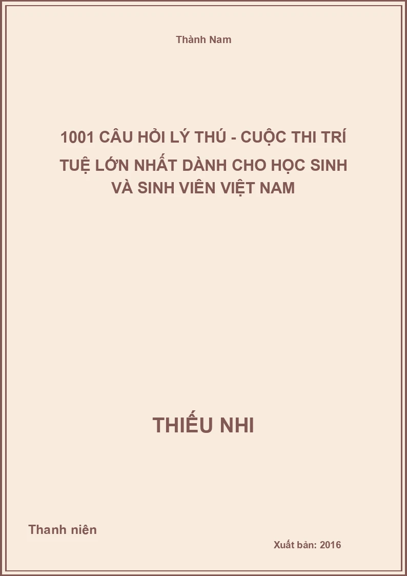 1001 Câu hỏi lý thú - Cuộc thi trí tuệ lớn nhất dành cho học sinh và sinh viên Việt Nam