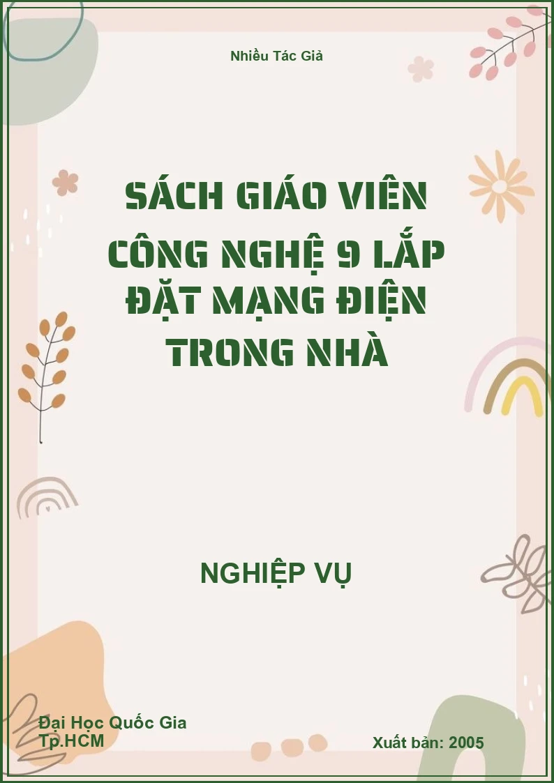Sách Giáo Viên Công Nghệ 9 Lắp Đặt Mạng Điện Trong Nhà