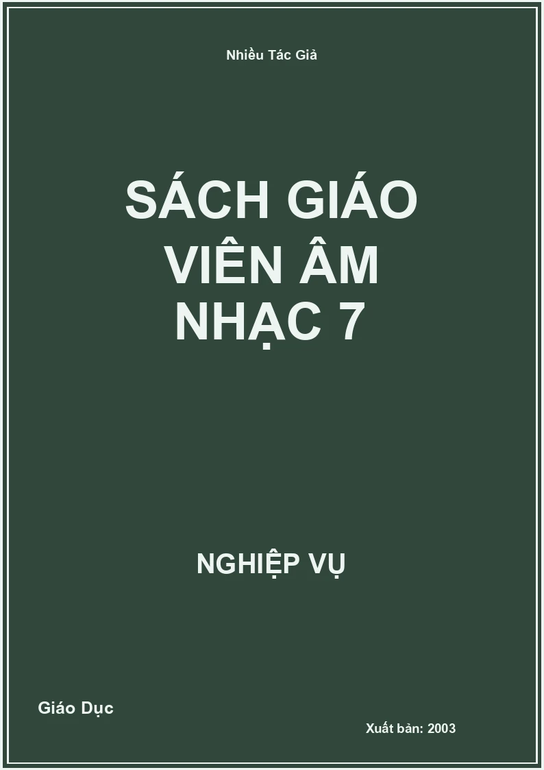 Sách Giáo Viên Âm Nhạc 7