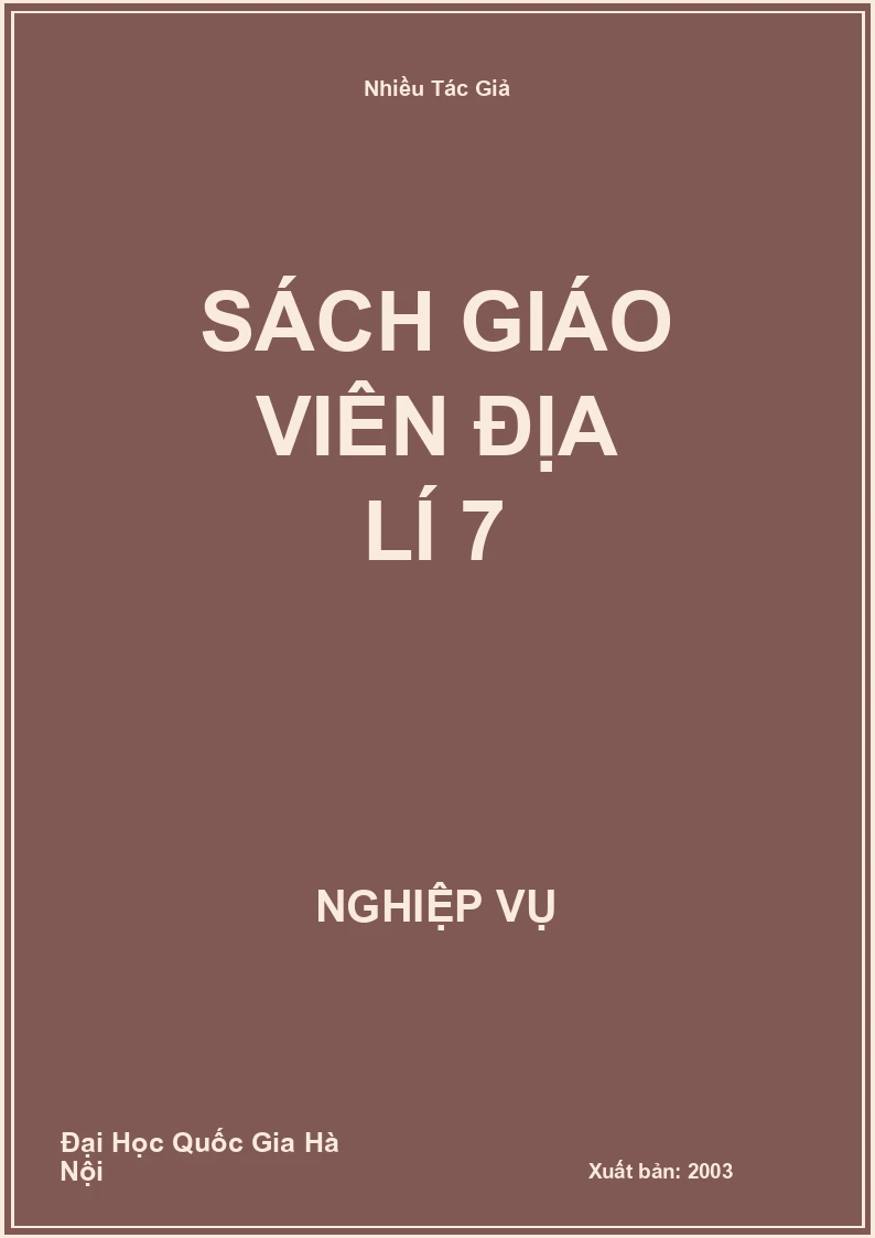 Sách Giáo Viên Địa Lí 7