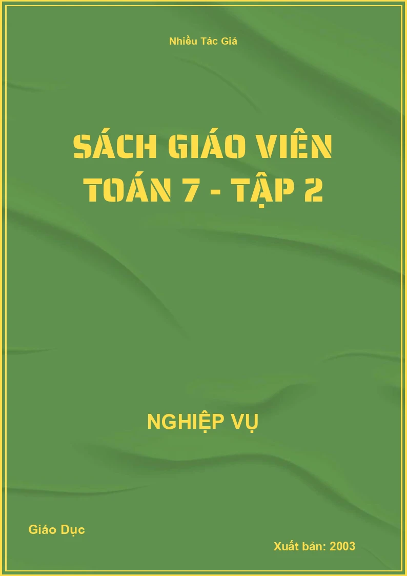Sách Giáo Viên Toán 7 - Tập 2