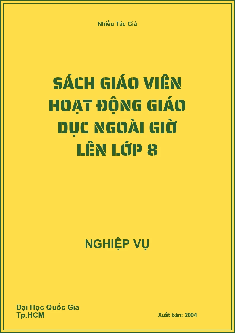 Sách Giáo Viên Hoạt Động Giáo Dục Ngoài Giờ Lên Lớp 8