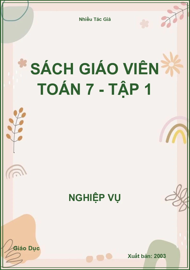 Sách Giáo Viên Toán 7 - Tập 1