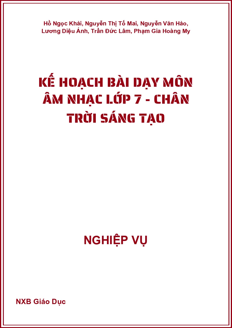 Kế hoạch bài dạy môn Âm nhạc lớp 7 - Chân Trời Sáng Tạo