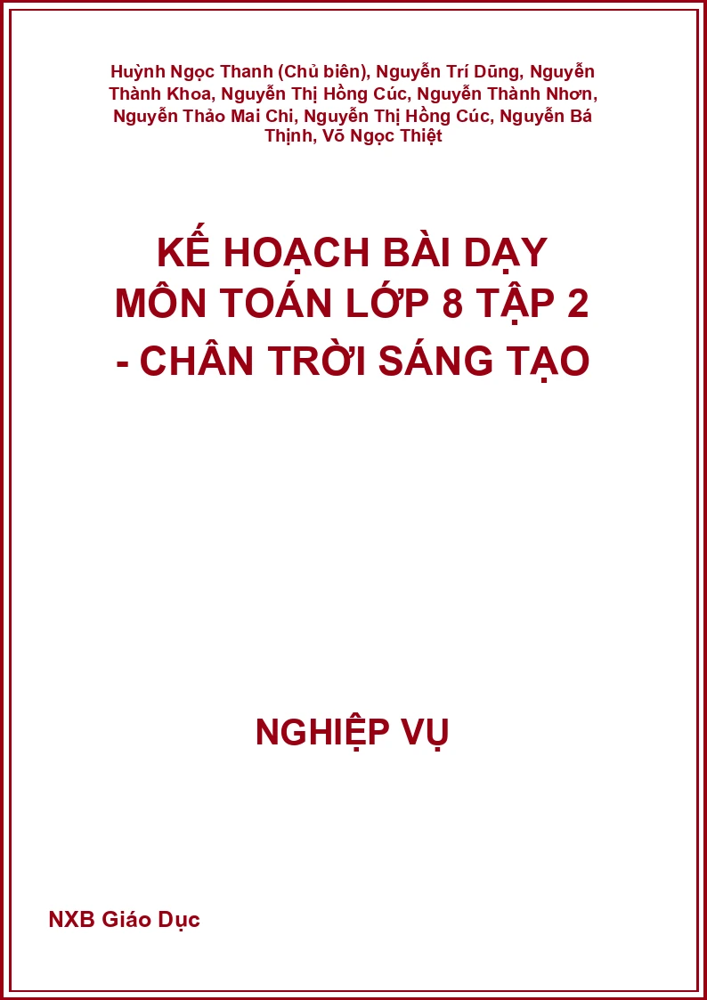 Kế hoạch bài dạy môn Toán lớp 8 Tập 2 - Chân Trời Sáng Tạo