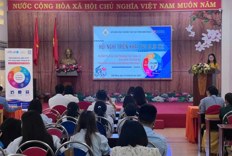 Hội nghị sơ kết triển khai Thư viện số DLib K12 và trao giải Tuần lễ đọc sách kỷ niệm 50 năm ngày Giải phóng miền Nam tại tỉnh Đắk Nông