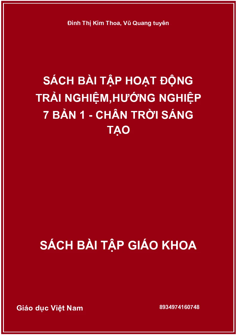 Sách bài tập Hoạt động trải nghiệm,hướng nghiệp 7 Bản 1 - Chân trời sáng tạo